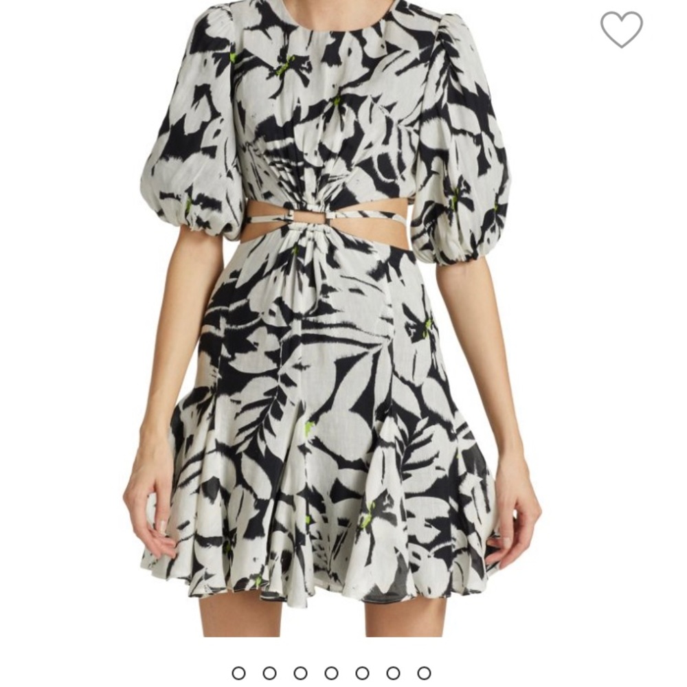Cutout Puff Sleeve Linen Minidress